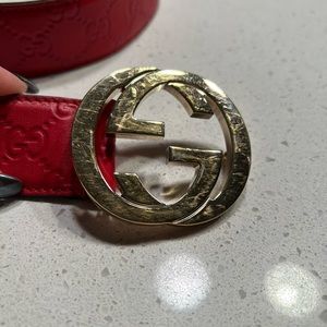 Gucci red classic GG belt size 32